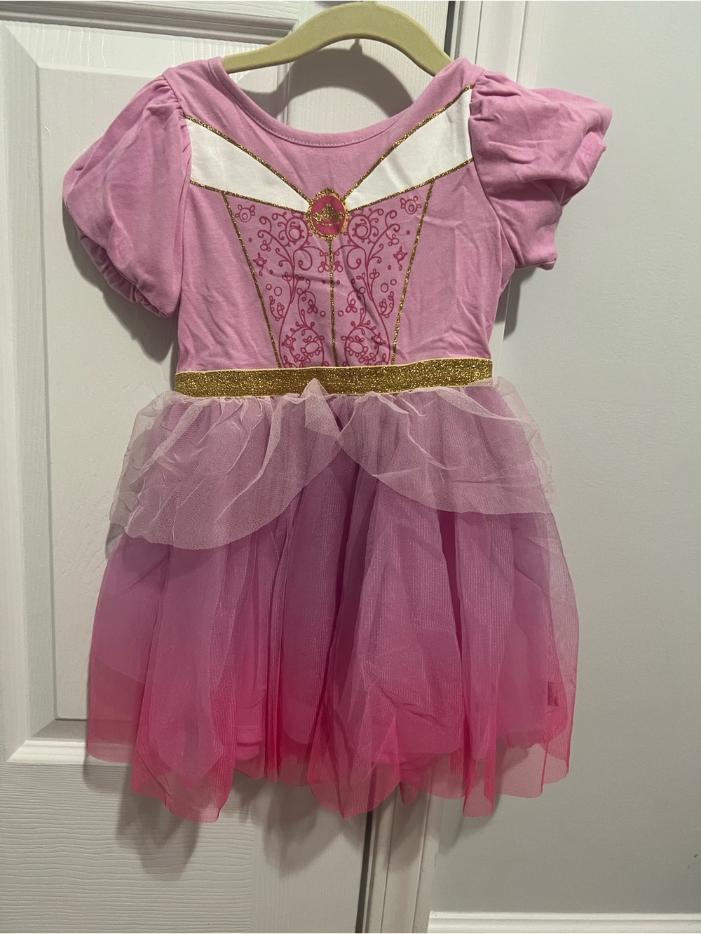 Disney Pink Princess Tulle Nightgown with Gold Trim